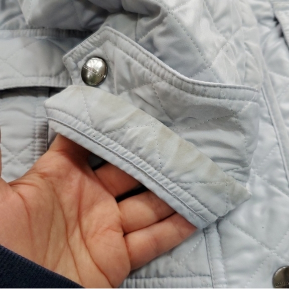 Burberry Brit Powder Blue Quilted Utility Jacket Barn Coat - Picture 14 of 14